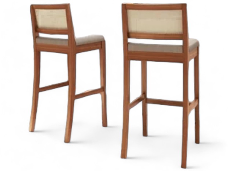 Conjunto 2 Banquetas com Encosto e Apoio para Pés Tiê